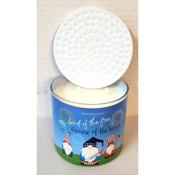 Scentsational Gnome Land of the Brave July 4th - 2 Wick 14 oz Jar Candle NEW USA - Picture 5 of 5